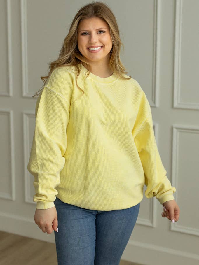 PALE BANANA- Essential Luxe Corded Crew Sweatshirt for wholesale by Moon Ryder