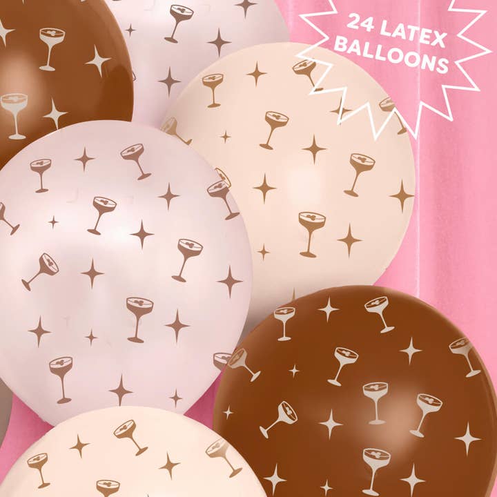 xo, Fetti - Wholesale Balloon - Espresso Martini Balloon Pack - 24 latex balloons, birthday, bachelorette