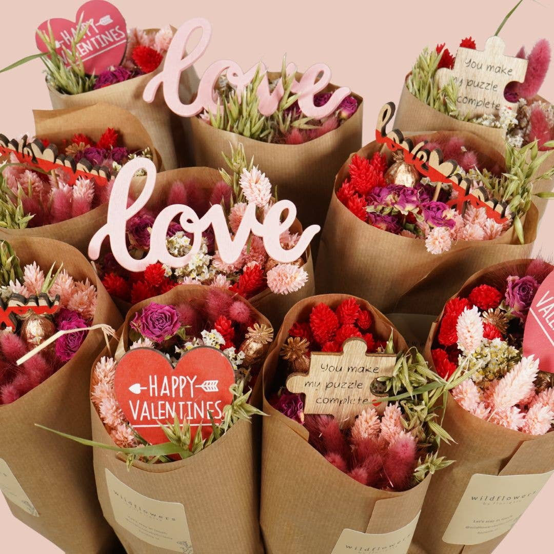 Penny + Clover - Wholesale Dried/Pressed Flowers - Dried Flowers - Market Bouquet - Red Allure w/ Vday Picks1