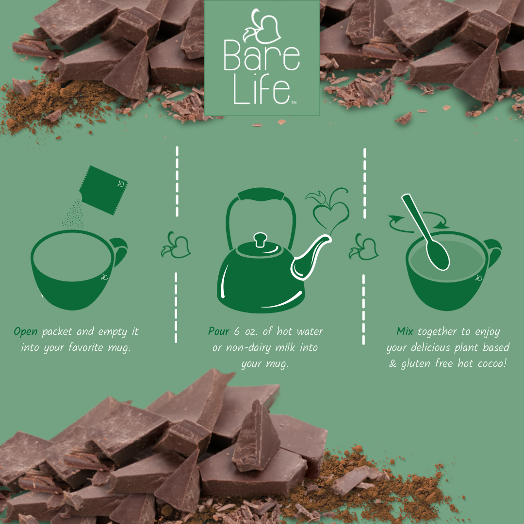 Bare Life - Wholesale Hot Cocoa Mix/Kit - Dairy Free & Vegan Coconut Hot Cocoa Mix - 0.95 Oz (5 Ct.)8