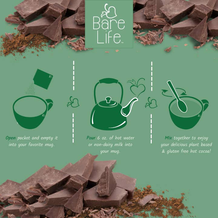 Bare Life - Wholesale Hot Cocoa Mix/Kit - Dairy Free & Vegan Coconut Hot Cocoa Mix - 0.95 Oz (5 Ct.)8