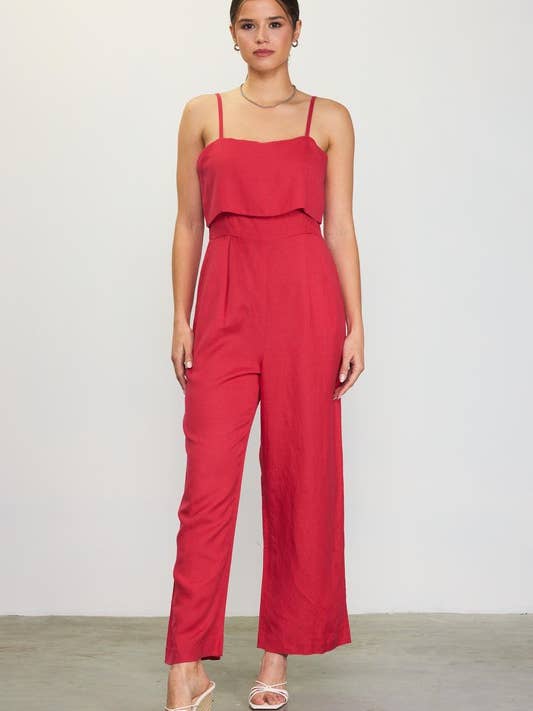 Ärmelloser Jumpsuit aus Leinenmischung für den Großhandel von SKIES ARE BLUE