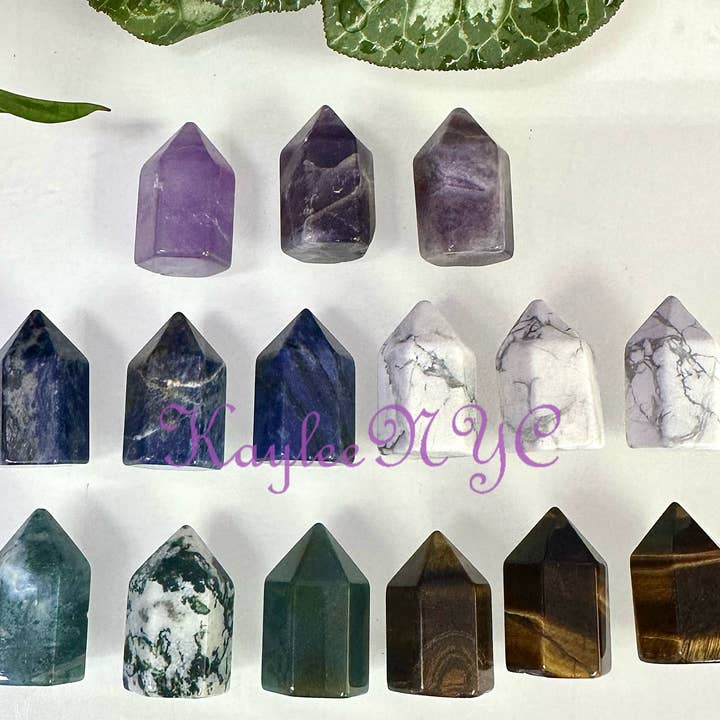 KayleeNYC - Wholesale Spiritual Stone/Crystal - 1” Natural Mix Crystal Mini Obelisk Tower Point2