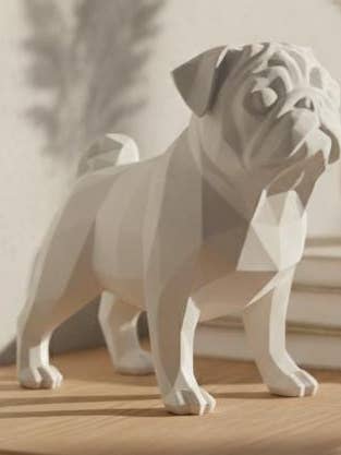 Geometric Pug Figurine Modern Dog Statue for wholesale by Kri8 Collective
