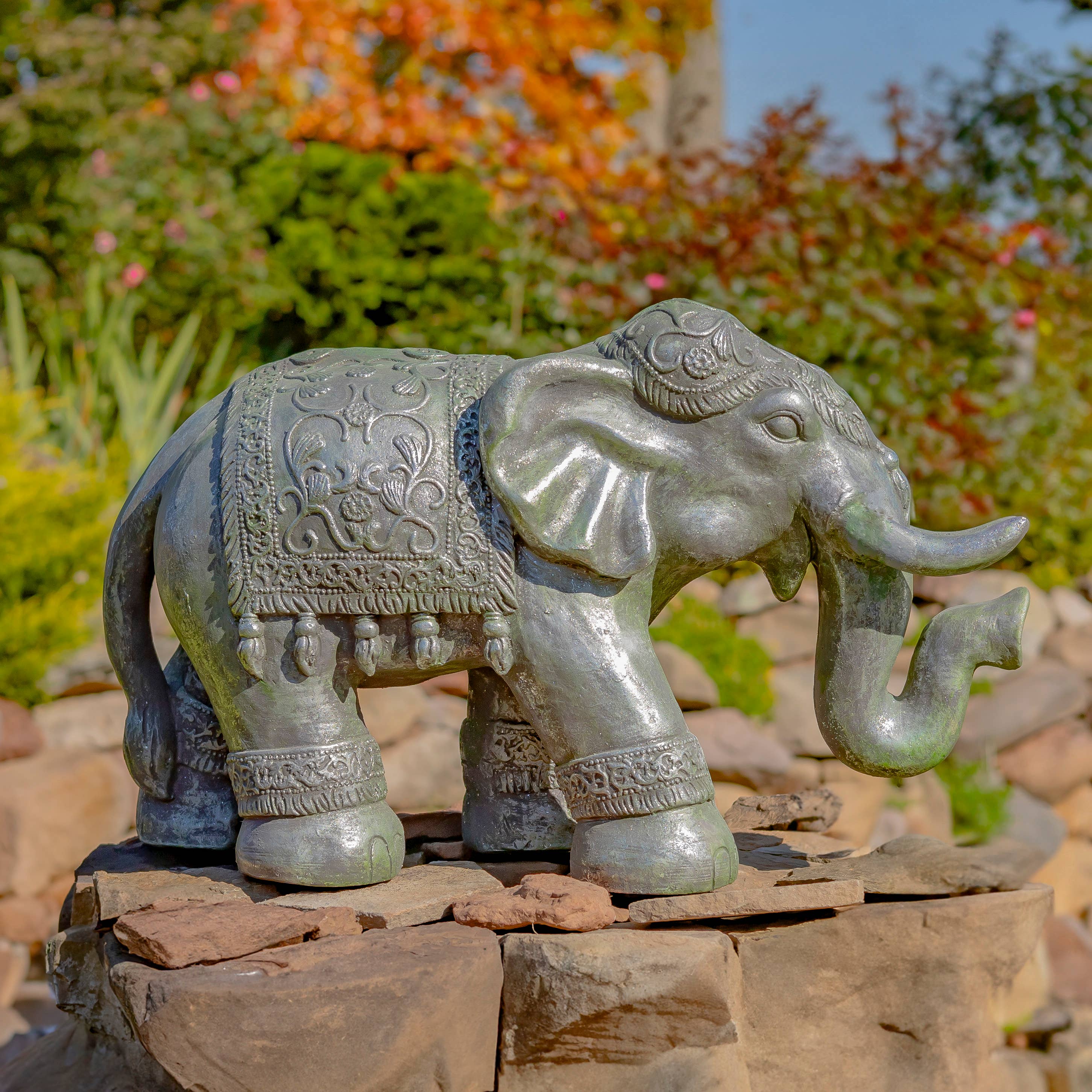 Zaer Ltd. International - Wholesale Outdoor Ornament/Decor - Magnesium Boho Elephant Statue- 3 Color Options13