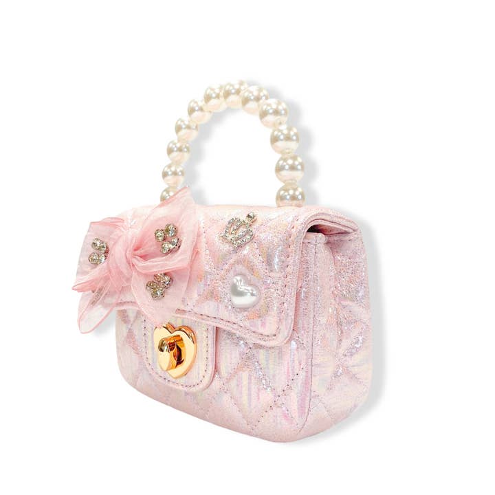 Doe a Dear - Wholesale Purse/Bag Accessory - Kids - B1378 Embellished Bow Shiny Quilted Purse (2 Colors)2