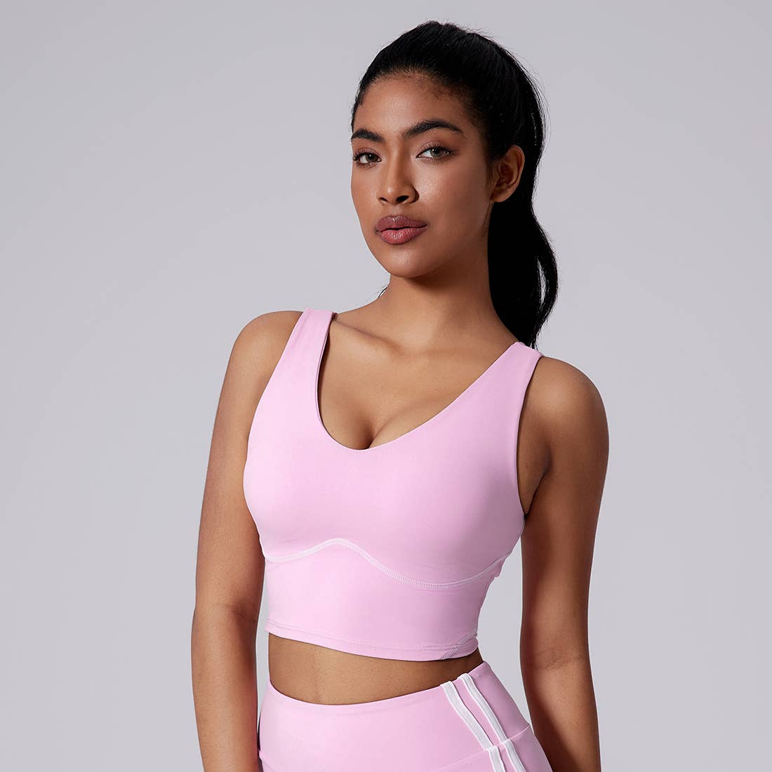 Sodalemon - Wholesale Athletic Top - Women's - Women Wide Strap Built-In Bra Support Yoga Workout Tank Top2