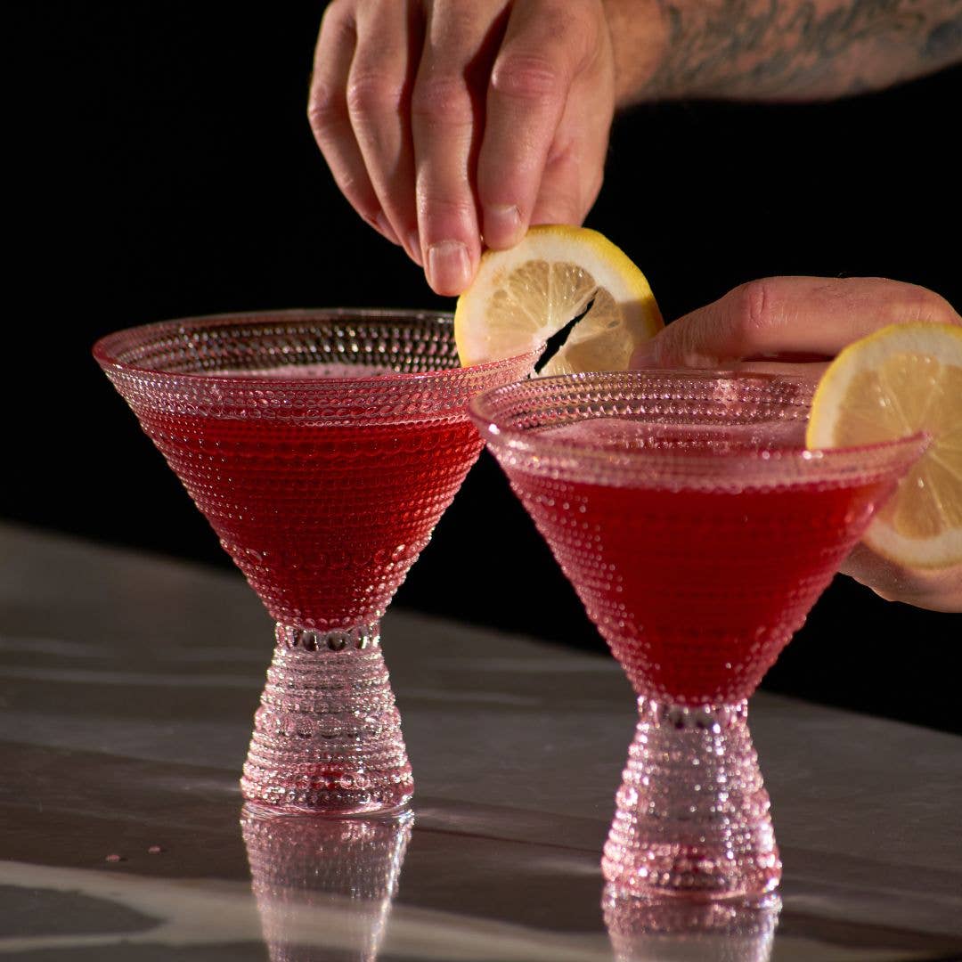 Lemonsoda – wholesale Cocktail-/likörglas – Rosa Hobnail Martini Glas (Set om 1) - 9oz1