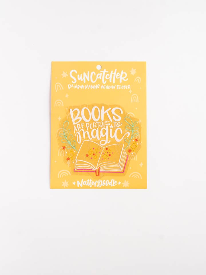Books Are Portals to Magic – Prismatic Rainbow Suncatcher for wholesale by NatterDoodle