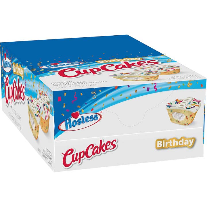 Long Island Candy Factory - Wholesale Cupcake - Hostess Birthday Cupcake 2 Pack 3.17 Oz, 6 Ct SINGLE SERVE