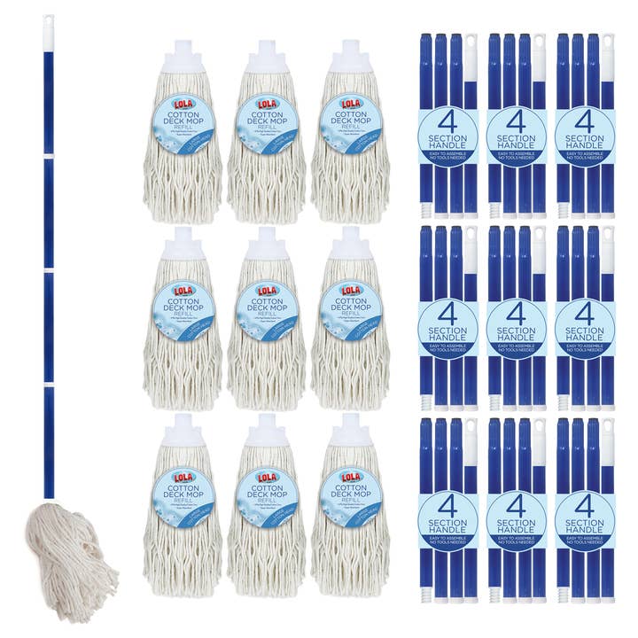 Bomuldsdækmoppe med 4-lags højkvalitetsgarn (9-pak) for engroshandel hos LOLA