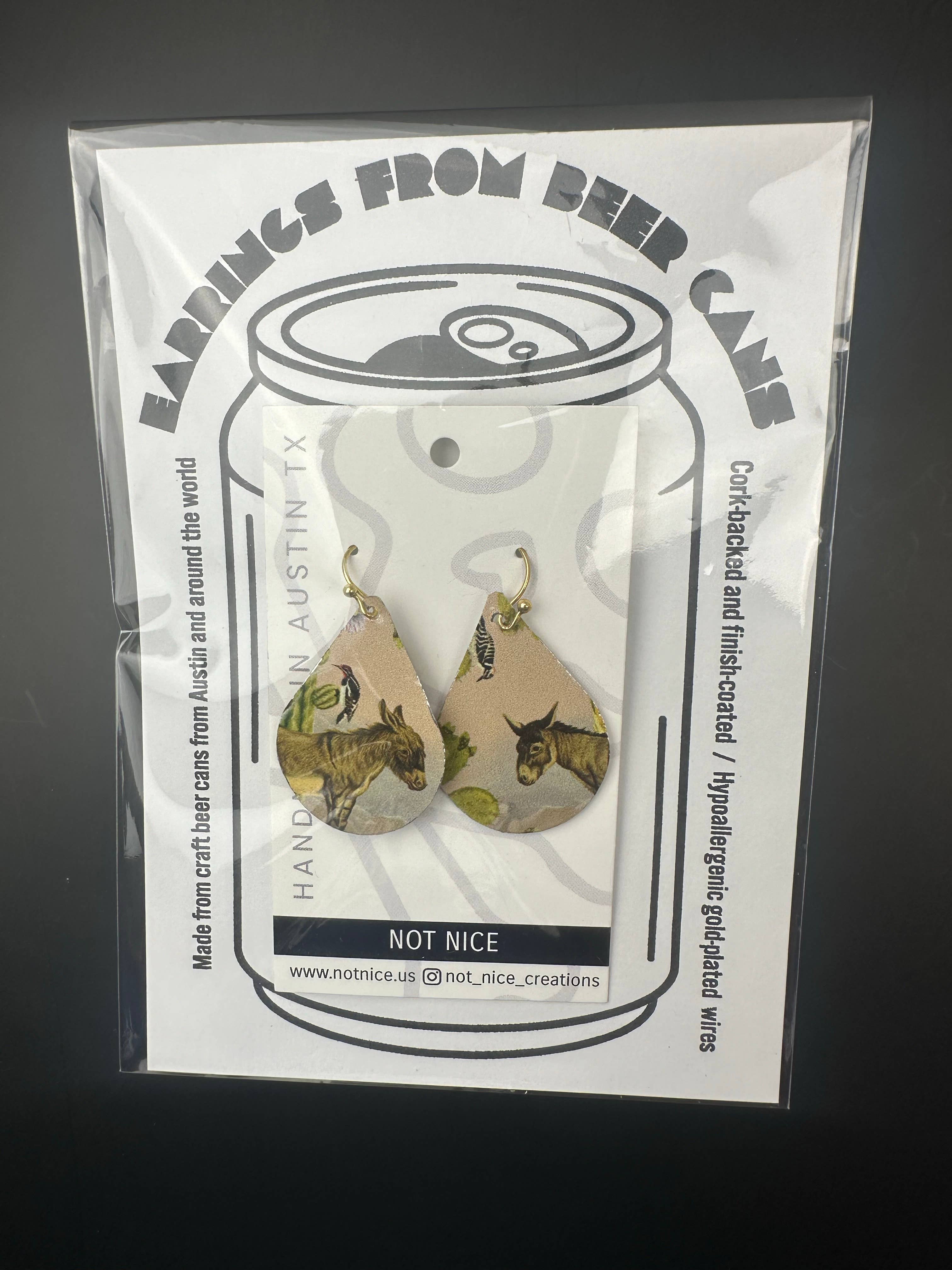 Not Nice - Wholesale Dangle Earrings - Donkeys and Jennies upcycled earrings1