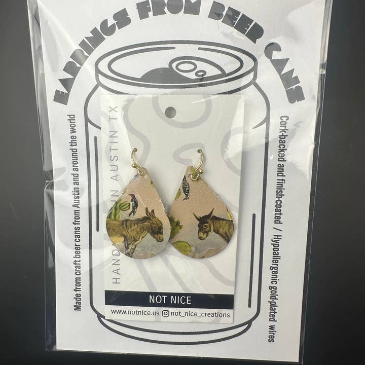 Not Nice - Wholesale Dangle Earrings - Donkeys and Jennies upcycled earrings1