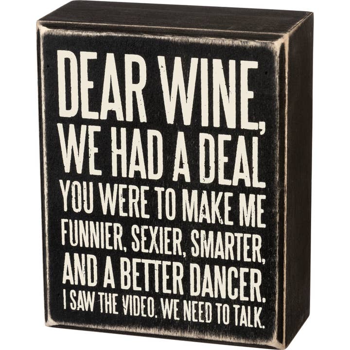 Primitives by Kathy - Wholesale Desk/Tabletop Sign - Dear Wine Box Sign