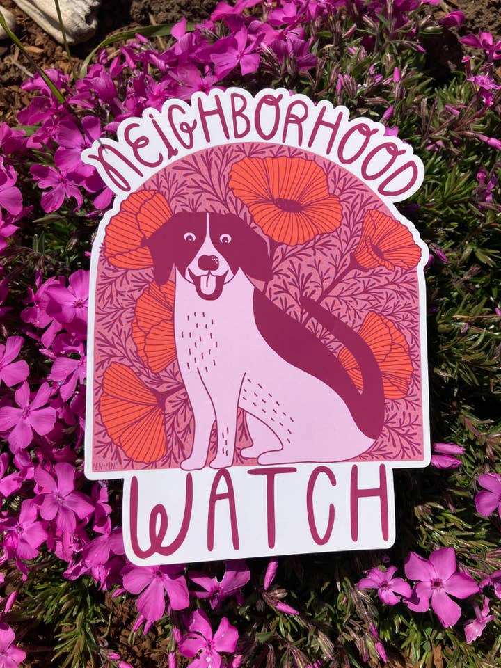 Calcomanía para ventana Neighborhood Watch Dog, adhesiva estática para venta al por mayor de Pen+Pine