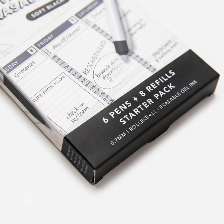 Passion Erasable Pens Starter Pack - Soft Black (6 Pens + 8 Refills) for wholesale on Faire5