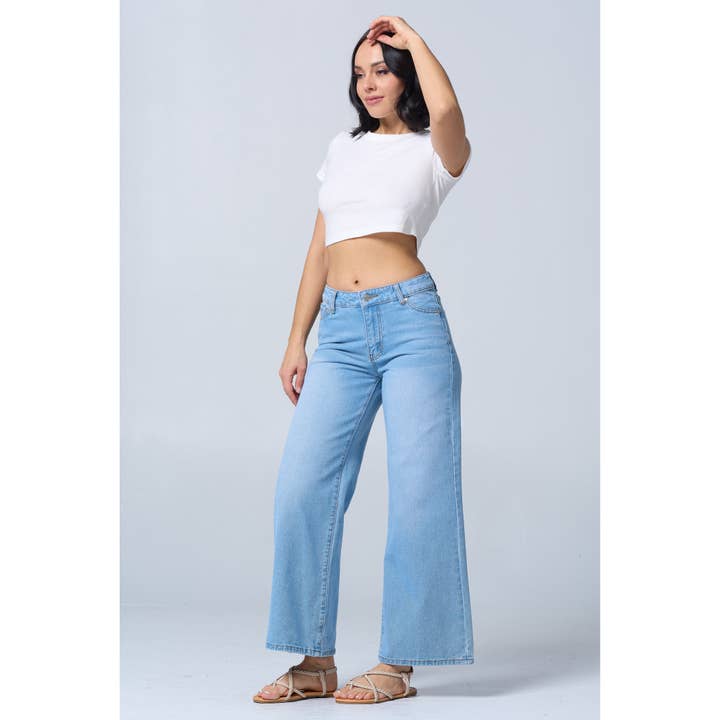 Blue Turtle - Wholesale Jeans - Women's - Low Rise Wide Leg Jeans Medium RH22166