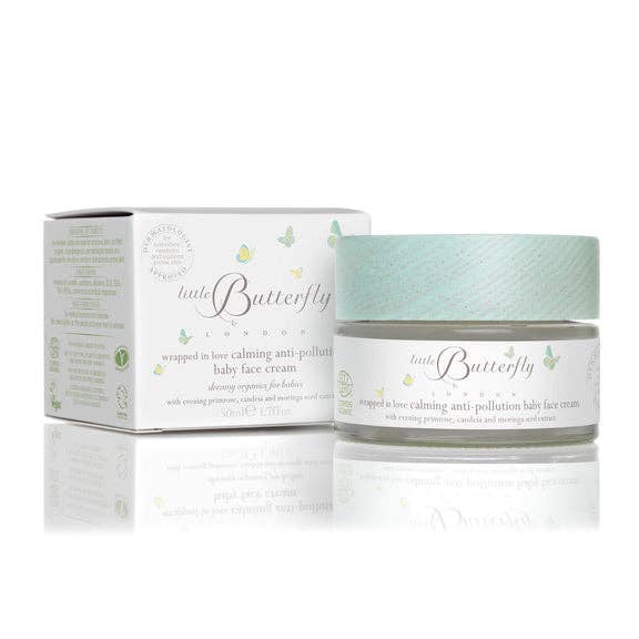 Wrapped in Love Calming Anti-Pollution Baby Face Cream for wholesale by Little Butterfly London