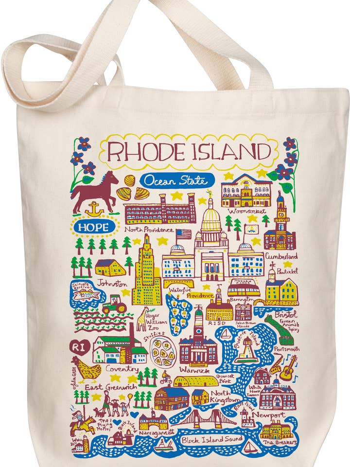 Rhode Island Boutique Map Art Tote for wholesale by Morado Designs