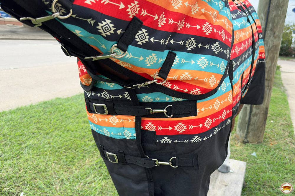 HILASON - Vente Équipement d’équitation - HILASON 1200D Housse d'Hiver Imperméable en Poly pour Cheval Couverture de Cou de Sortie Enveloppement de Ventre Tribal | Couvertures pour Chevaux2