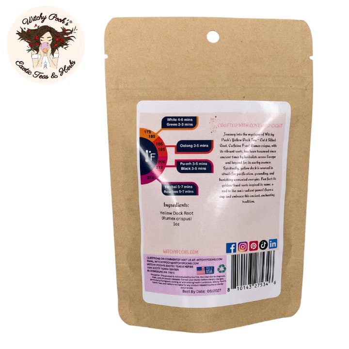 Witchy Pooh's Exotic Teas & Herbs - Wholesale Loose Tea - Witchy Pooh's Yellow Dock Tea - Cut & Sifted Root, Caffeine 1