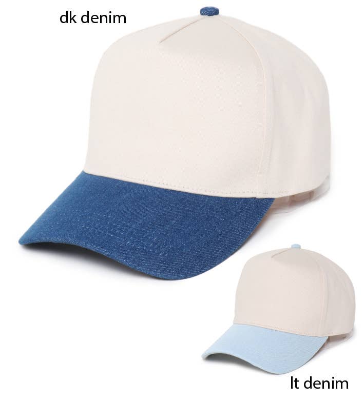 David And Young - Wholesale Baseball Cap - Women's - Two Tone Denim 5 Panel Baseball Cap1