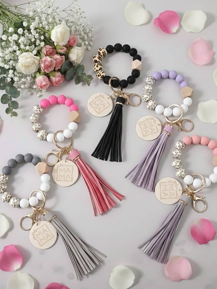 Porte-clés perlés "Mama" Lot de 5-W pour la vente par Swaary