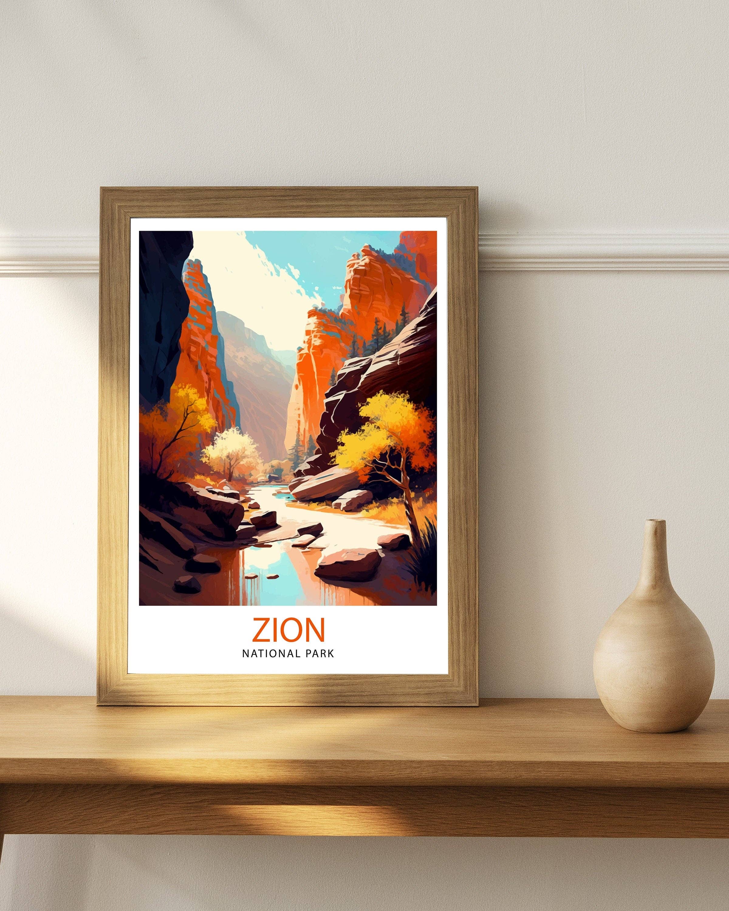 InkNPrintz – wholesale Art print – Zion National Park Travel Poster Utah3