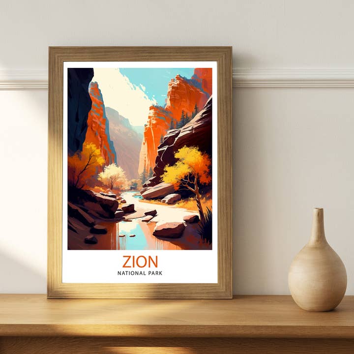 InkNPrintz – wholesale Art print – Zion National Park Travel Poster Utah3