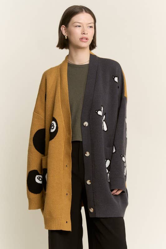 MOCHA/CARBÓN CÁRDIGAN OVERSIZE PERRO GLOBO Y BOLA 8 de venta al por mayor en Faire5