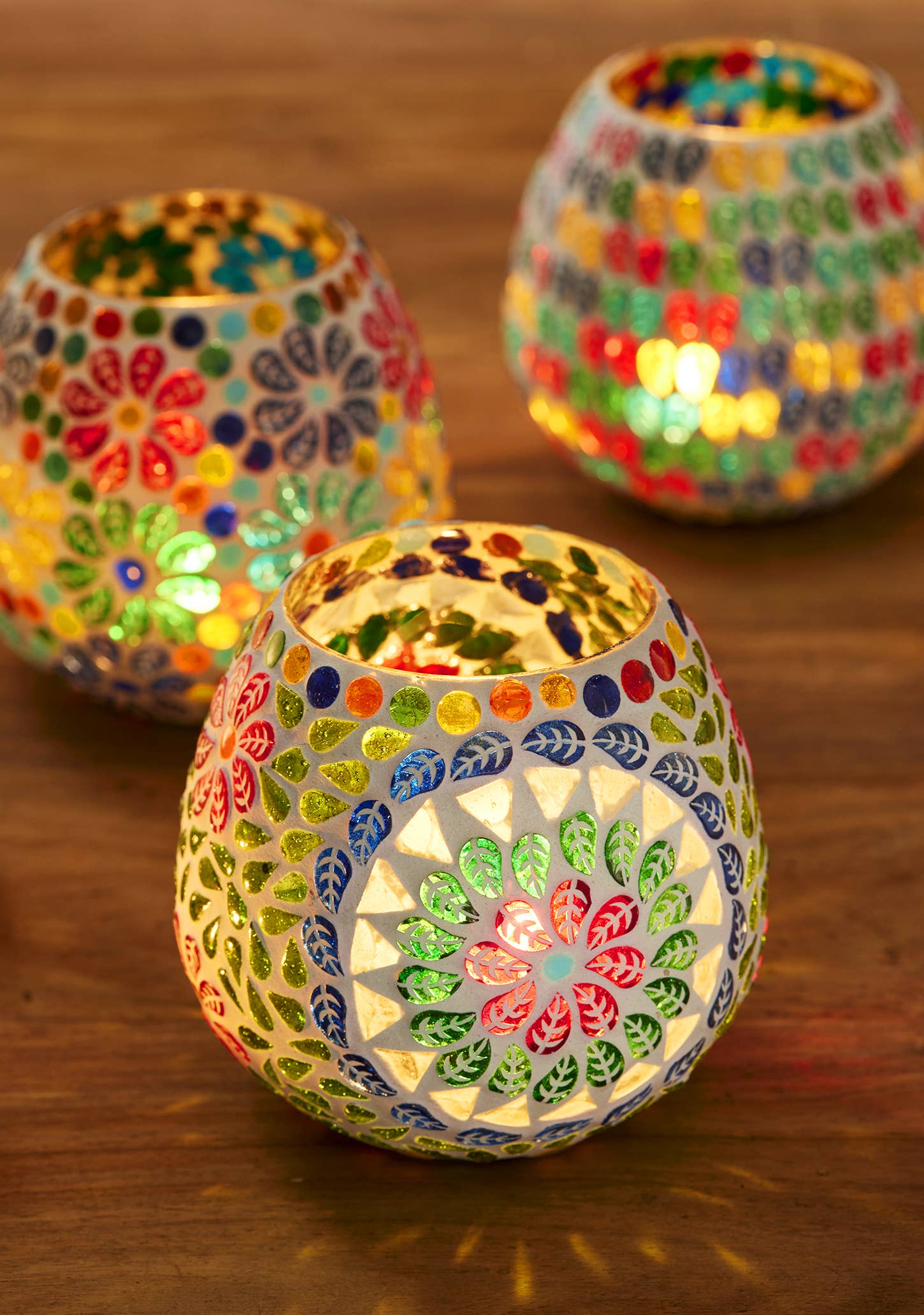 Namaste - Wholesale Candle Holder - Keya Multi Colour Recycled Glass Tealight Holder2