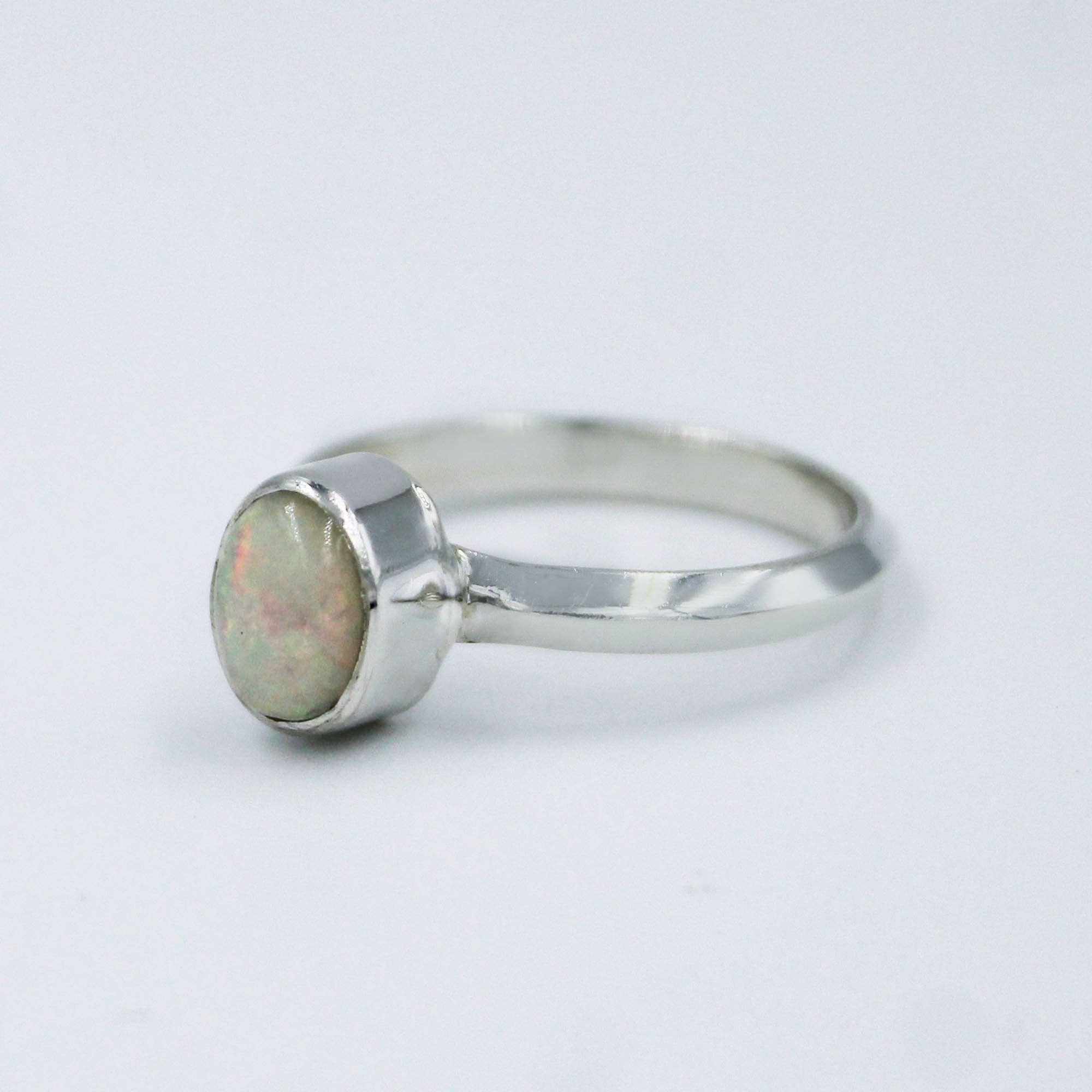 Silvex Jewelry - Wholesale Single Stone/Solitaire Ring - Ethiopian Opal Top Quality Stone Ring, 925 Silver Handmade Oval Shape Ring Size 82