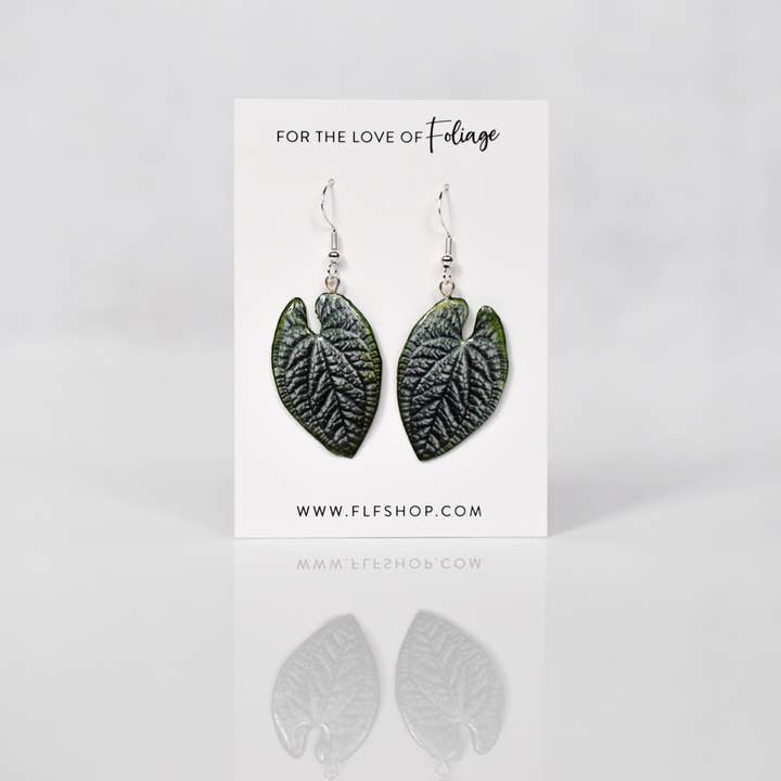Anthurium Luxurians Plant Earrings | Leaf Earrings for wholesale by For the Love of Foliage