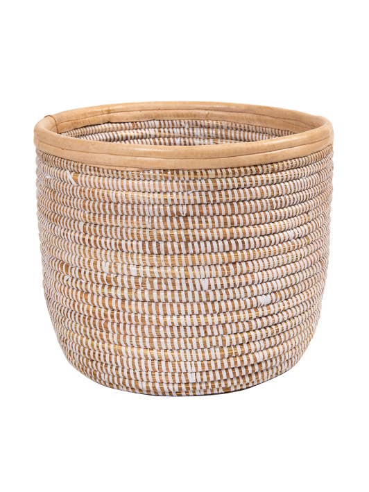 Leather Trim Planter Basket for wholesale by TACKUSSANU SENEGAL