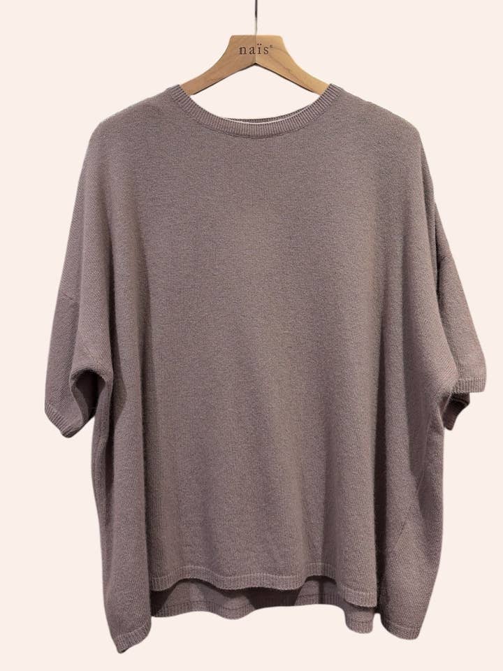 Camisola ampla com decote redondo e mangas em caxemira e lã por atacado de NAÏS PARIS