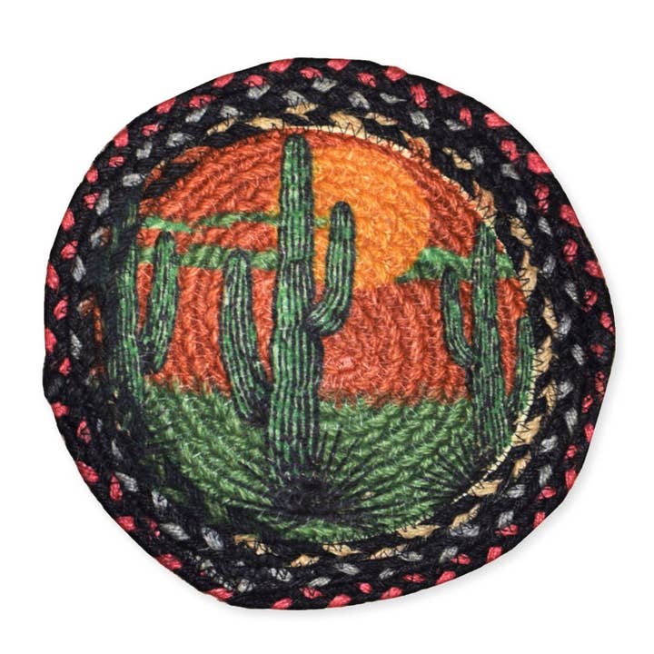 El Paso Saddleblanket - Wholesale Trivet - Braided Jute Round Trivets, Design #29