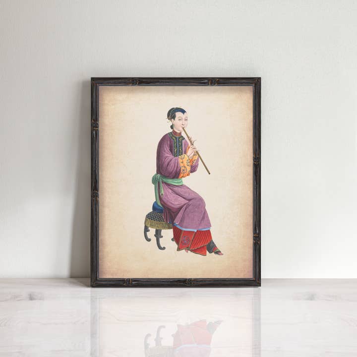 Vintage Chinese Musician Xiao Print for wholesale by Creative Monsoon