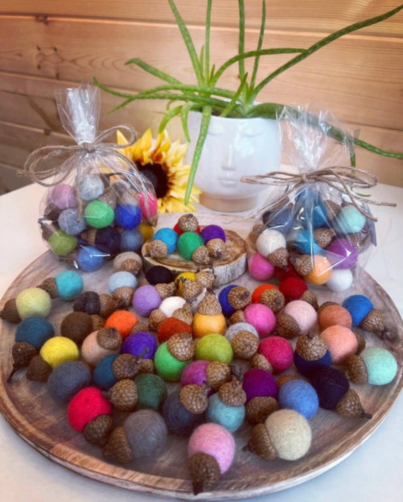 Leanne Bruce Co. - Wholesale Decorative Tabletop Object - Acorn Wool Felt Home Decor Real Caps Natural EO Diffuser11