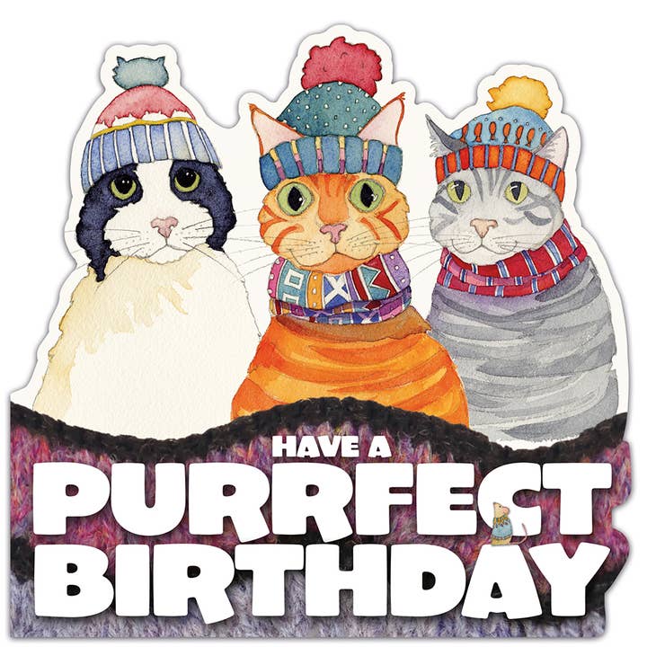 Gatos con Sombreros Cumpleaños. Tarjeta Troquelada para venta al por mayor de Emma Ball Ltd
