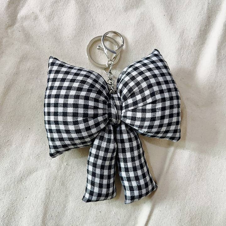 JOSSLYN by wall to wall - Wholesale Keychain - Women's - PUFFY CHECKER BOW RIBBON BAG CHARM KEYCHAIN | 40KC140
