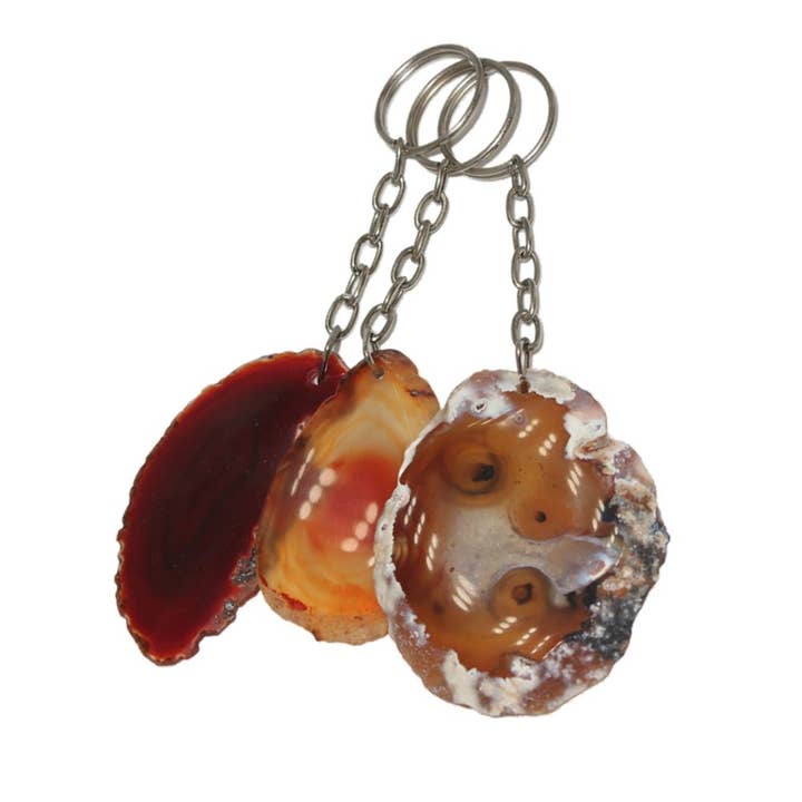 Keychain - Raw Agate Slice for wholesale by Earths Elements Wholesale