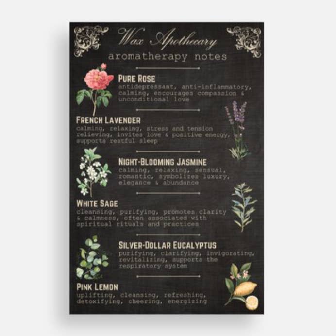 Marketing Materials : Aromatherapy Notes + About Us for wholesale by Wax Apothecary