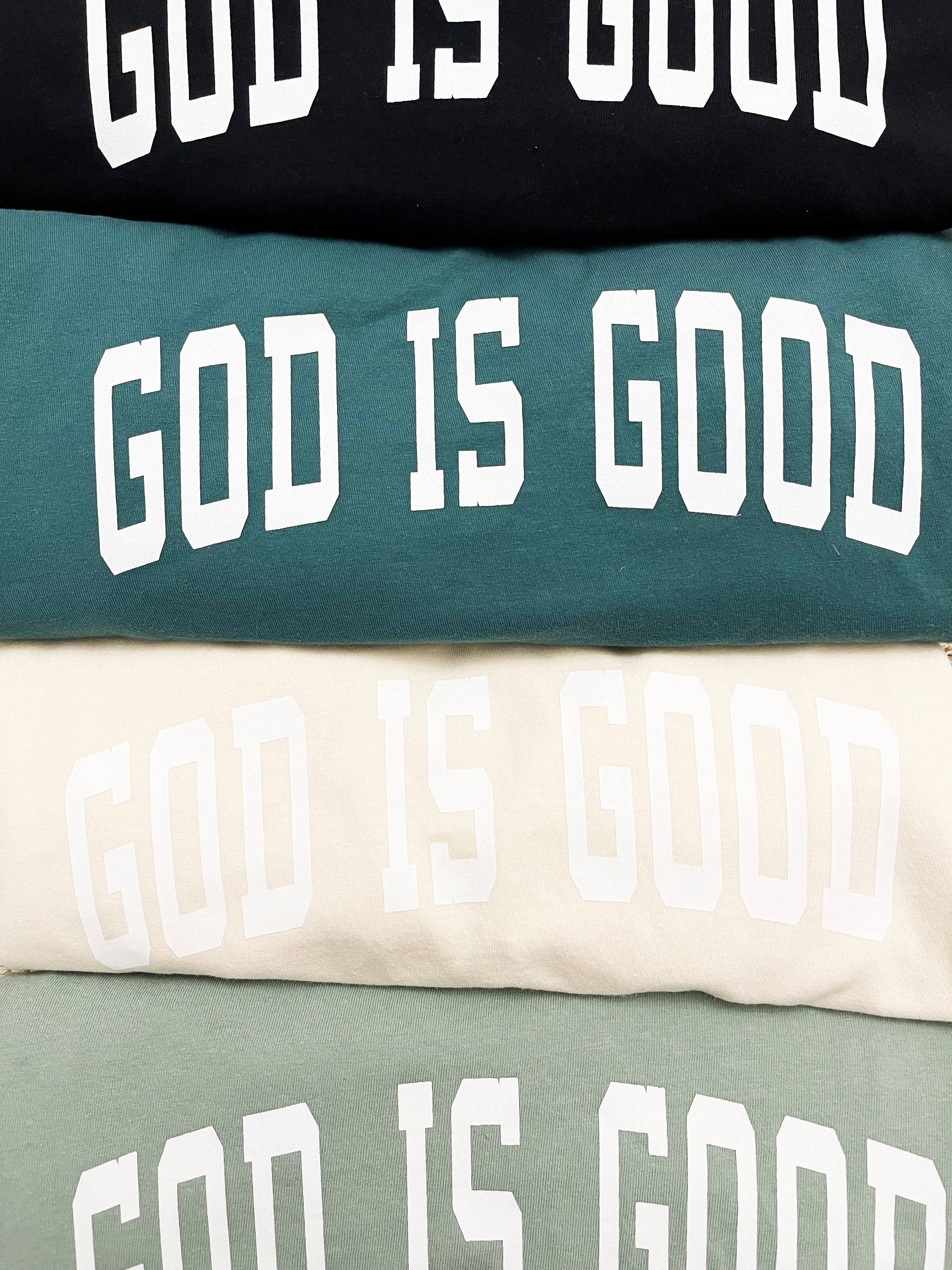 Honey Soul LLC – wholesale Screen printed t-shirt – Women′s – GOD IS GOOD Collegiate Graphic Tee1