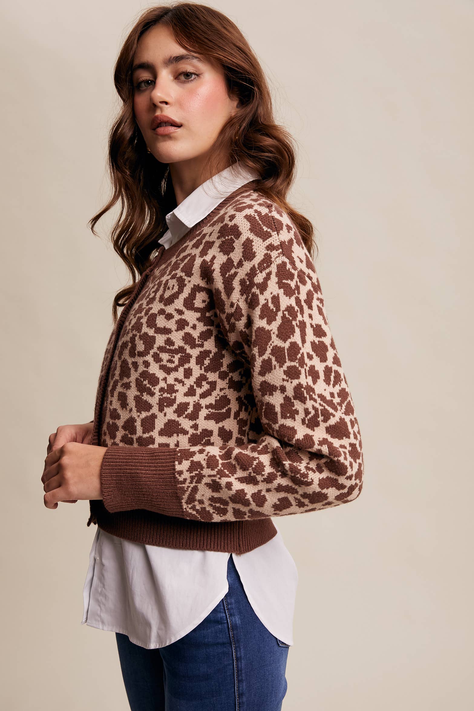 Listicle - Wholesale Cardigan - Women's - Leopard Knit Button-Up Cardigan LSW100112