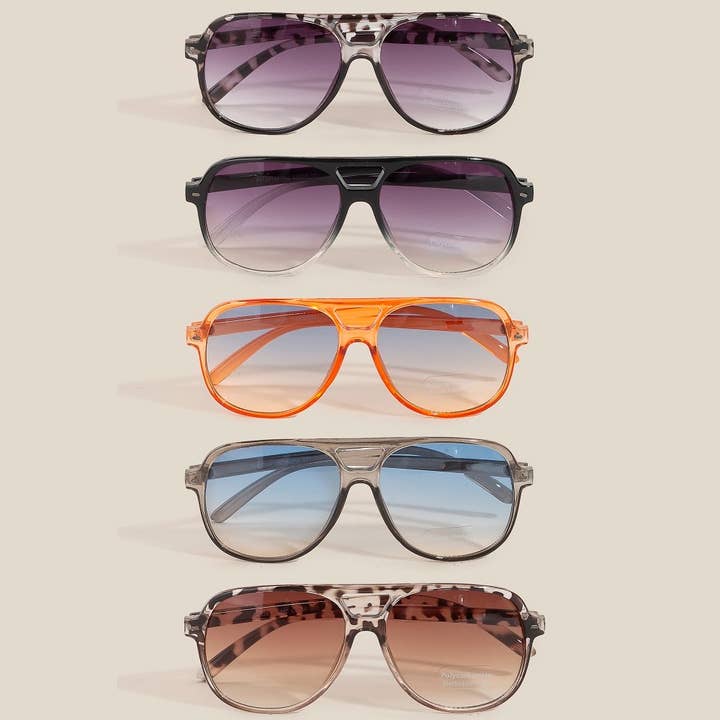 ASSORTED Vintage Style Gradient Aviator Sunglasses Set for wholesale on Faire