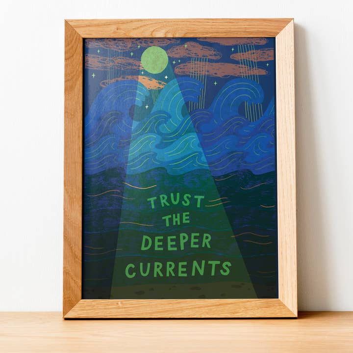 Lucy Scott Illustration - Wholesale Art Print - Trust the Deeper Currents Print, Mindful Wall Art Print0