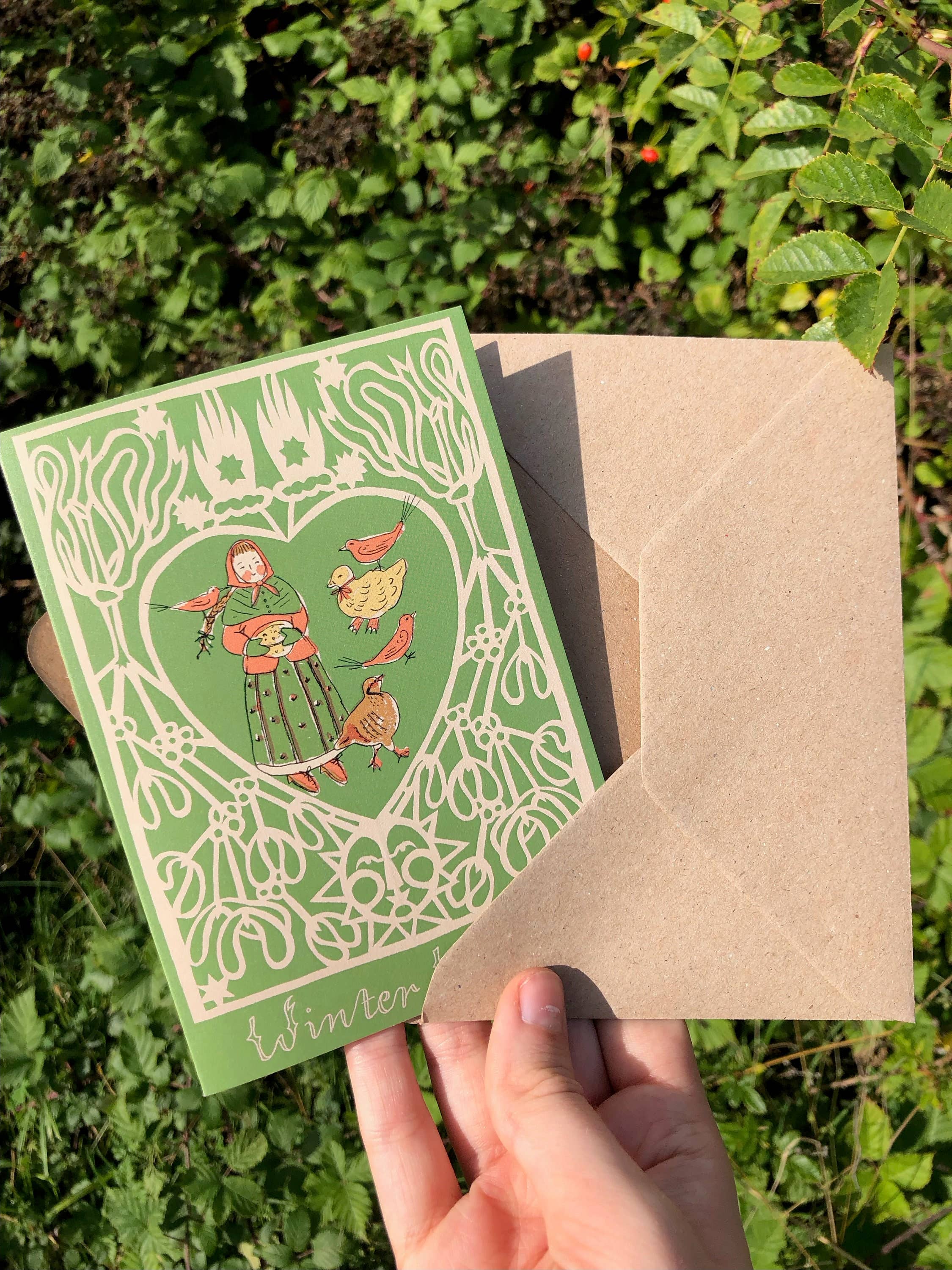 Tulips and Heather - Wholesale Christmas Card - Folk Art Christmas/ Yule/ Winter/ Solstice Greeting Cards2