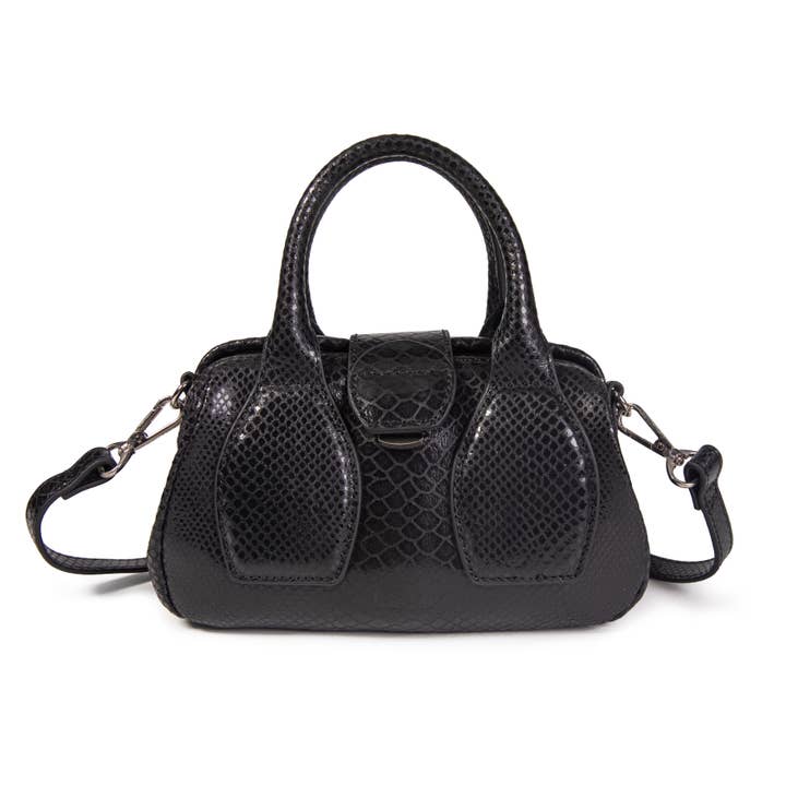 Black metallic Pikasso leather handbag for wholesale by kate lee