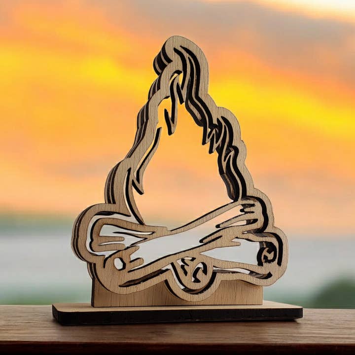 Campfire Bonfire Sea Glass Shadowbox Display, Large for wholesale by Sea Glass Displays