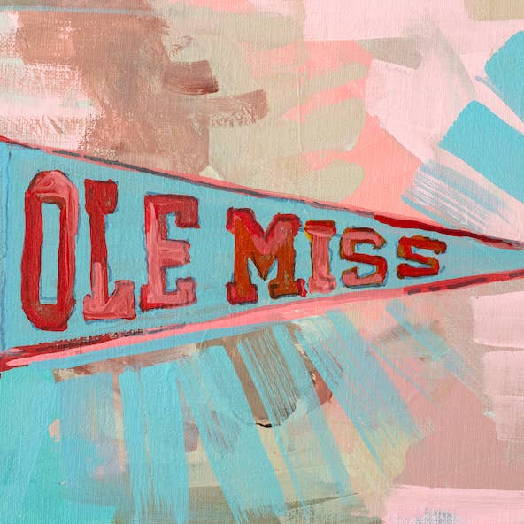 Ole Miss "Vintage Pennant" Original Painting | 8x10 Canvas Panel for wholesale by Brandon Art Co